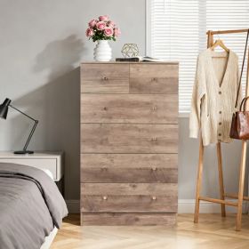 R279-9 Gray Particleboard With Textured Melamine Finish, 66*40*111cm, 4+2 Drawer Cabinet, Matte Gold Handles (Option: defaulttitle)