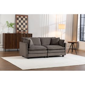 Modern 2seats 77.95 Sectional Sofa With Waist Pillows,2 Seat Upholstered Symmetrical Sofa Furniture,Sleeper Sofa Couch With Chaise Lounge For Liv (Option: Antique Grey)