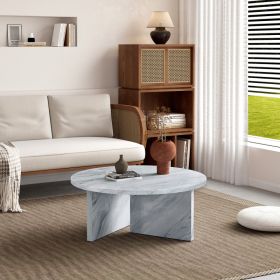 A Multi Style Decor Friendly MDF White Round Coffee Table, Featuring Modern Minimalism And Nordic Flair, With Dimensions Of 31.5x31.5x13.98 Inche (Option: White)