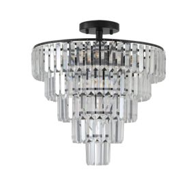 Large Black Crystal Chandelier, Contemporary Style Chandelier, Dining Room, Living Room, Bedroom - Bulb Not Included  Unavailable Platforms- Temu (Option: Black)
