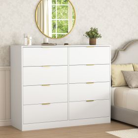 8 Drawers Dresser For Bedroom, Wood Bedroom Dresser Modern Drawer Chest (Option: White)