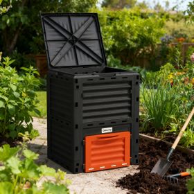 Garden Compost Bin 80 Gallon Outdoor Large Capacity Composter Fast Create Fertile Soil Aerating Box, Green (Option: Orange)