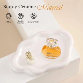 Ceramic Jewelry Tray Trinket Dish, Decorative Cloud Vanity Key Tray For Women, Ring Holder Dish, Cute Jewelry Plate Bowl Room Decor Aesthetic, Wh (Option: White)