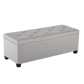 Multifunctional Storage Ottoman, Cushioned Bedside Cabinet With A Cover, Footstool With Legs (Option: Light Gray)