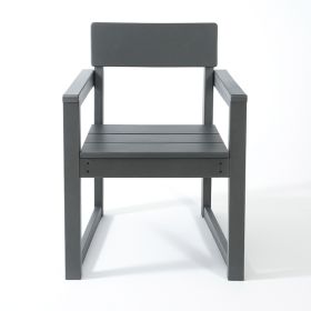 Grey HDPE Outdoor & Garden Armchairs With  Backres Modernist Designt Chairs (Option: Grey)