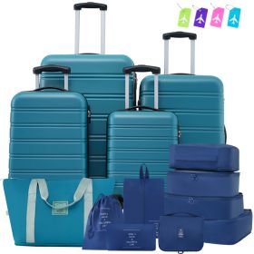 Hardshell Luggage Sets 4 Pcs   Bag Spinner Suitcase With TSA Lock Lightweight 16  20  24  28  Luggages (Option: Blue)