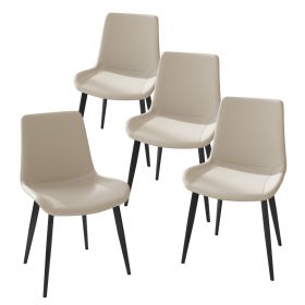 Dining Chairs 4PCS, Modern Kitchen & Dining Room Chairs, Upholstered Faux Leather Cushion Seat And Sturdy Metal Legs (Option: Cream)