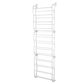 36 Pairs Over-The-Door Shoe Rack 12 Layers Wall Hanging Closet Shoe Organizer Storage Stand Requires Screwing Holes In The Door (Option: White)