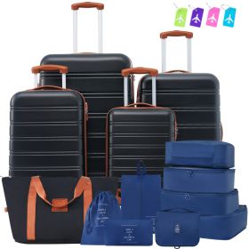 Hardshell Luggage Sets 4 Pcs   Bag Spinner Suitcase With TSA Lock Lightweight 16  20  24  28  Luggages (Option: Black Brown)