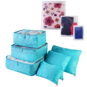 9Pcs Clothes Storage Bags Water-Resistant Travel Luggage Organizer Clothing Packing Cubes (Option: Blue)