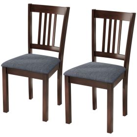 Dining Chairs Set of 2 Linen Upholstered Kitchen Chairs with Rubberwood Legs for Dining Room Living Room Espresso Gray (Option: Gray and Walnut-952x450x242 mm)