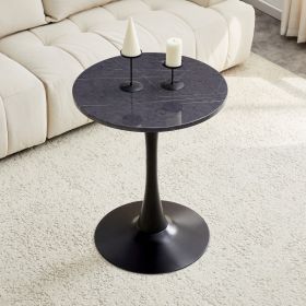 Round Dining Table, 23.6in Circle Tulip Table With Thickened Tabletop & Metal Pedestal, Mid Century Modern Bistro Table For Kitchen, Small Places (Option: Black Gery)