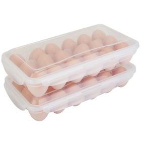 2Pcs Plastic Egg Holder Stackable Egg Storage Box Egg Rack For Refrigerator 18 Cavity Per Container Dishwasher Safe (Option: White)