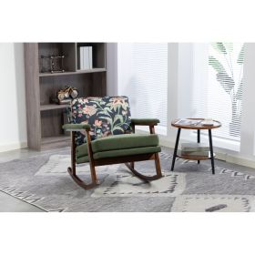 Mid Century Modern Accent Chair ,rocking Chair With Wood Frame, Upholstered Living Room Chairs , Reading Armchair For Bedroom Sunroom (Option: Antique Green)