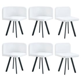 Stylish White Modern PU Material Six Chair Set   Two Designs, Unified Aesthetics. (Option: White)