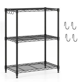 3-Tier Industrial Bookshelf With Anti-Falling Guardrails, 33 LBS Per Shelf Storage Organizer - Black (Option: defaulttitle)