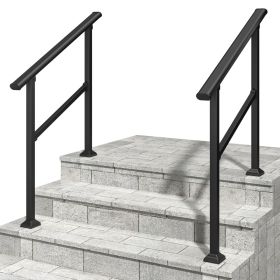 Hand Rails For Outdoor Steps, 2-3 Step Handrail 2 Pack (Option: Black)