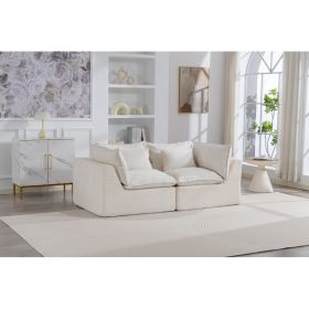 74.8  Width Cloud Couch Oversized Modular Sectional Sofa True Relax Comfy Couches Wide&Deep Seat Sofas For Living Room Furniture Sets, 2Seat (Option: Ancient White)