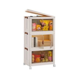 3Pcs Foldable Storage Bins With Lid Front Magnetic Door Collapsible Stackable Closet Organizer Containers With 4Pcs 360° Rotatable Wheels 8Pcs Sm (Option: S1614x945x984in)