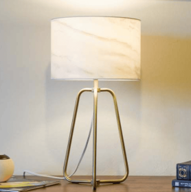 New Design Small Modern Desk Lamp with Marble Lampshade and Bronze Base (Color: White)