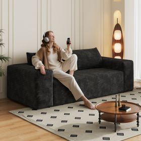 78.8 3Setaser Sofa,Corduroy Fabric,Deep Seat Couches,Comfy Loveseat Sofa,No Assembly,1pcs For Living Room, Bedroom,Conference Room ,Apartment,Bla (Option: Black)