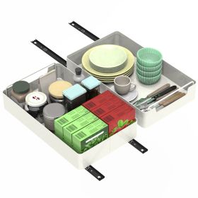 2Pcs Pull Out Cabinet Organizers Sliding Shelf Spice Rack Carbon Steel Roll Out Drawers Fixed With Adhesive Nano Film With Handle 55LBS Max Load (Option: 2Pcs-S)