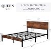 Modern Metal Platform Bed Frame with Rustic Wood Headboard and Footboard