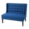 Scandinavian 2 Seater Button Tufted Loveseat with Wooden Legs