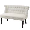 Scandinavian 2 Seater Button Tufted Loveseat with Wooden Legs