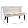 Scandinavian 2 Seater Button Tufted Loveseat with Wooden Legs