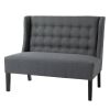 Scandinavian 2 Seater Button Tufted Loveseat with Wooden Legs