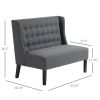 Scandinavian 2 Seater Button Tufted Loveseat with Wooden Legs