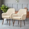 Set of 2 Retro Upholstered Accent Chair with Stylish Wood Legs
