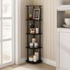5-Shelf Modern Corner Bookcase Wood Finish
