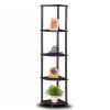 5-Shelf Modern Corner Bookcase Wood Finish