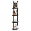 5-Shelf Modern Corner Bookcase Wood Finish