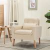 Linen Mid-Century Modern Living Room Accent Chair with Pillow