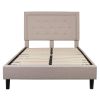 Upholstered Platform Bed Frame with Button Tufted Headboard
