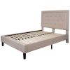 Upholstered Platform Bed Frame with Button Tufted Headboard