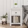 Farmhouse 1-Drawer Bedroom Nightstand with Open Shelf