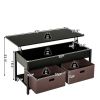 FarmHouse Lift-Top Multi Purpose Coffee Table with 2 Storage Drawers Bins