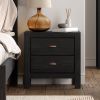 Farmhouse Style Solid Pine Wood 2-Drawer Nightstand Bedside Table