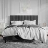 Modern Black Velvet Upholstered Platform Bed with Headboard