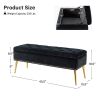 Mid-Century Modern End of Bed Storage Bench with Velvet Seat and Gold Legs