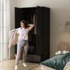 Modern Armoire Wardrobe Closet Cabinet with Storage Drawer Wood Finish