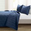 Lightweight Blue Textured Cotton 3 Piece Quilt Set