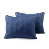 Lightweight Blue Textured Cotton 3 Piece Quilt Set