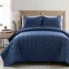 Lightweight Blue Textured Cotton 3 Piece Quilt Set