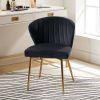 Velvet Upholstered Wingback Accent Side Chair w/ Gold Metal Legs
