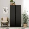 Bedroom Armoire Wardrobe Cabinet with Hanging Rail Wood Finish